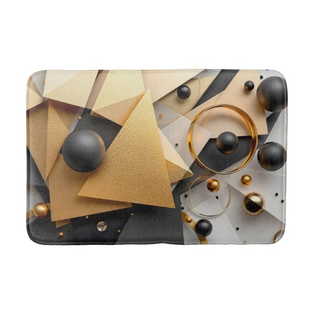 Geometrisches Gold und Schwarz Badematte (Vorderseite)