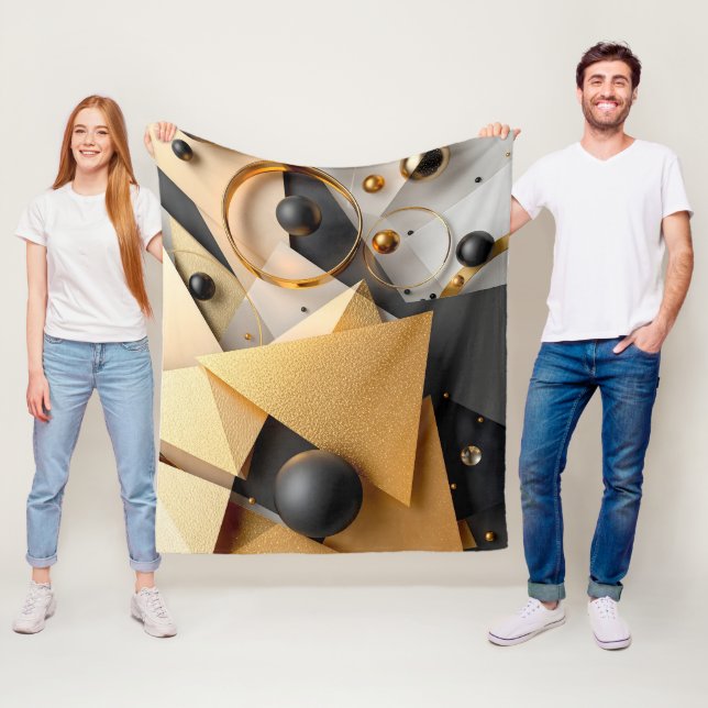 Geometrisches Gold und Schwarz Fleecedecke (Beispiel)