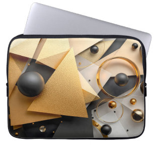 Geometrisches Gold und Schwarz Laptopschutzhülle