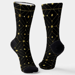 Geometrisches Gold- und Schwarz-Muster Socken
