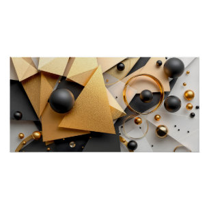 Geometrisches Gold und Schwarz Poster