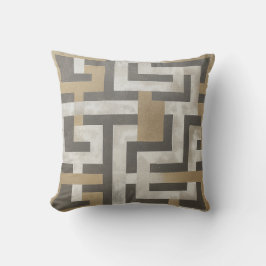 Geometrisches Gold, Weiß und Kohle Kissen