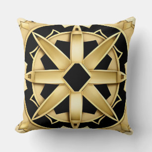 Geometrisches goldenes Art Deco-Muster Kissen