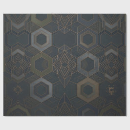 Geometrisches goldenes Muster 2025 Geschenkpapier
