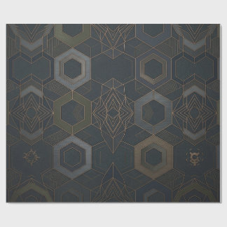 Geometrisches goldenes Muster 2025 Geschenkpapier