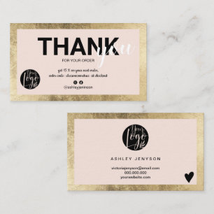 Geometrisches goldfarbenes Drehbuch Logo bedanken Visitenkarte