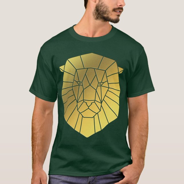 Geometrisches goldfarbenes Foil Lion Head T-Shirt (Vorderseite)