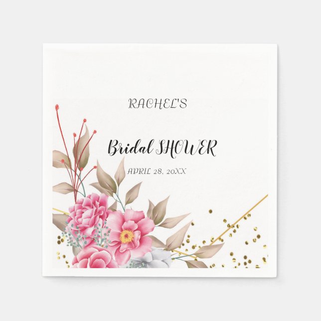 Geometrisches goldfarbenes Frame Rosa Serviette (Vorderseite)