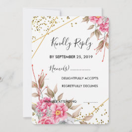 Geometrisches goldfarbenes Rahmen-Rosa-UAWG Einladung