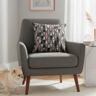 Geometrisches Grau-, Blush- und Korallenkissen Kissen