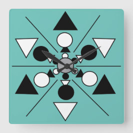 Geometrisches Grau Schwarz-weiß Modernes Minimalis Quadratische Wanduhr