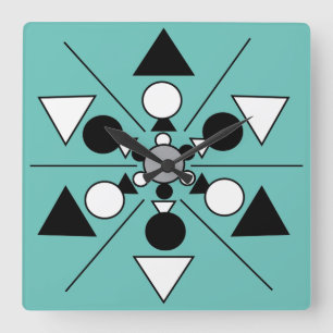 Geometrisches Grau Schwarz-weiß Modernes Minimalis Quadratische Wanduhr