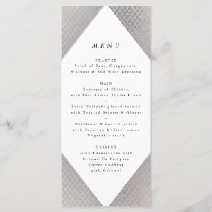 Geometrisches graues Gatsby TallWedding Menü Menükarte