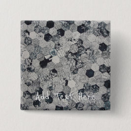 Geometrisches, graues, weißes und schwarzes Hexago Button