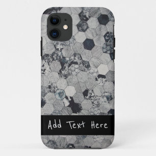 Geometrisches, graues, weißes und schwarzes Hexago Case-Mate iPhone Hülle