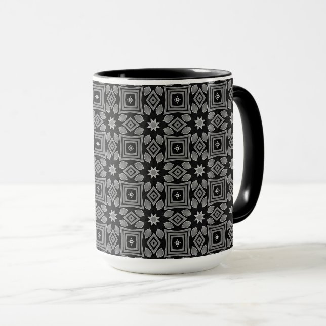 Geometrisches Graustufenmuster Tasse (VorderseiteRechts)