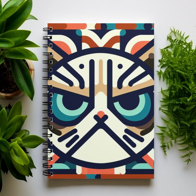 Geometrisches Grumpy Cat Face-Notebook Notizblock (Von Creator hochgeladen)