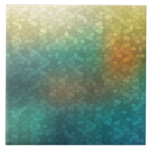 Geometrisches, grün gelbes Muster Fliese