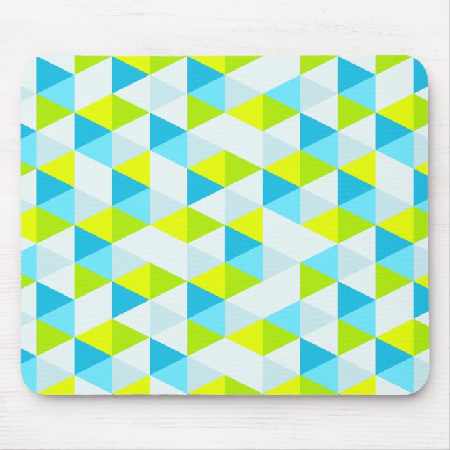 Geometrisches grüne und blaue Dreieck-modernes Mousepad (Vorne)