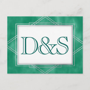 Geometrisches grünes Art-Deco   Modernes UAWG Entr Einladungspostkarte