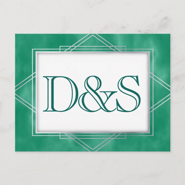 Geometrisches grünes Art-Deco | Modernes UAWG Entr Einladungspostkarte (Vorderseite)