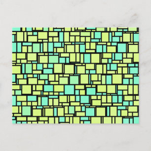 Geometrisches grünes Gelbmuster Postkarte