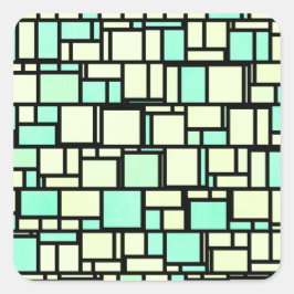 Geometrisches grünes Gelbmuster Quadratischer Aufkleber