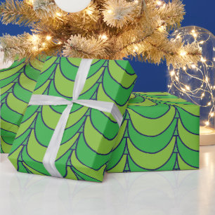 Geometrisches grünes Halbkreis-Geometrie-Muster Geschenkpapier