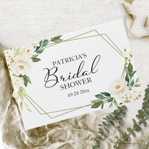 Geometrisches Grünes Weißes Brautparty Gästebuch