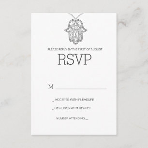 Geometrisches Hamsa Hochzeit UAWG Karte-grau RSVP Karte