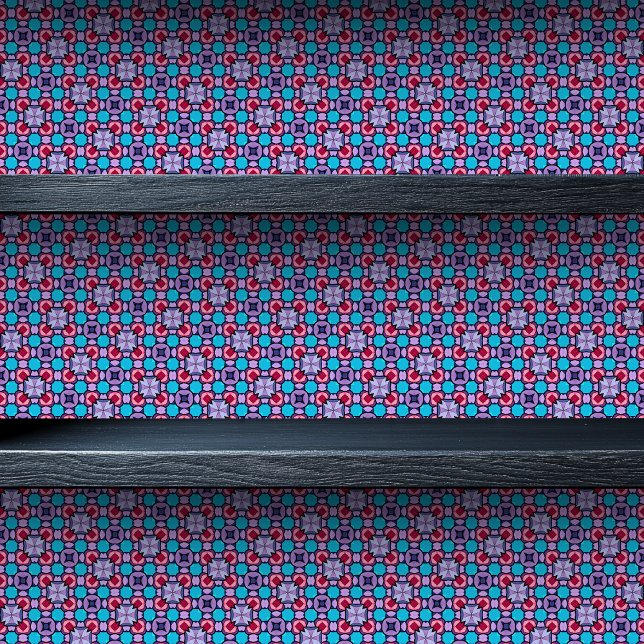 Geometrisches Hartglas Tiny Print Tapete (Stained Glass Geometric Tiny Print Wallpaper on  Shelf)