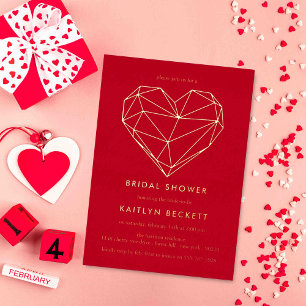 Geometrisches Herz Valentinstag Brautparty Folieneinladung