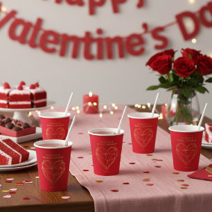 Geometrisches Herz Valentinstag Brautparty Pappbecher