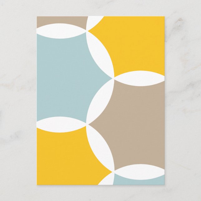 Geometrisches Hexagon Circle Yellow Blue Muster Postkarte (Vorderseite)
