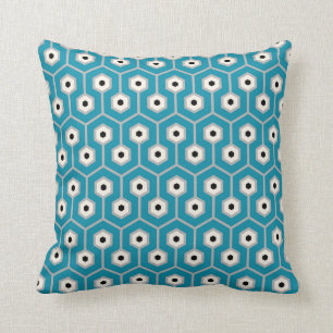 Geometrisches Hexagon-Muster-aquamarines graues Kissen