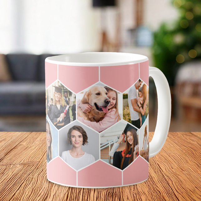 Geometrisches Hexagon-Muster-FotoCollage Kaffeetasse (Von Creator hochgeladen)
