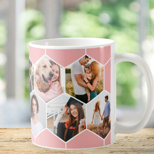 Geometrisches Hexagon-Muster-FotoCollage Kaffeetasse
