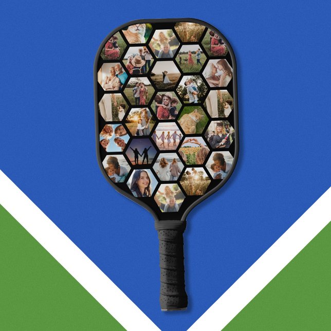 Geometrisches Hexagon-Muster-FotoCollage Pickleball Schläger (Von Creator hochgeladen)