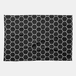 Geometrisches Hexagon-Schwarzweiss-Muster Handtuch