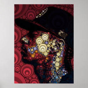 Geometrisches Hip-Hop-Porträt Farbige abstrakte Wa Poster