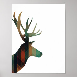 Geometrisches Hirsch mit Antlern Poster