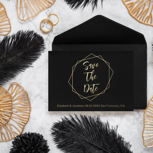 Geometrisches Hochzeitschema speichern das Datum Folie Einladungspostkarte (Von Creator hochgeladen)