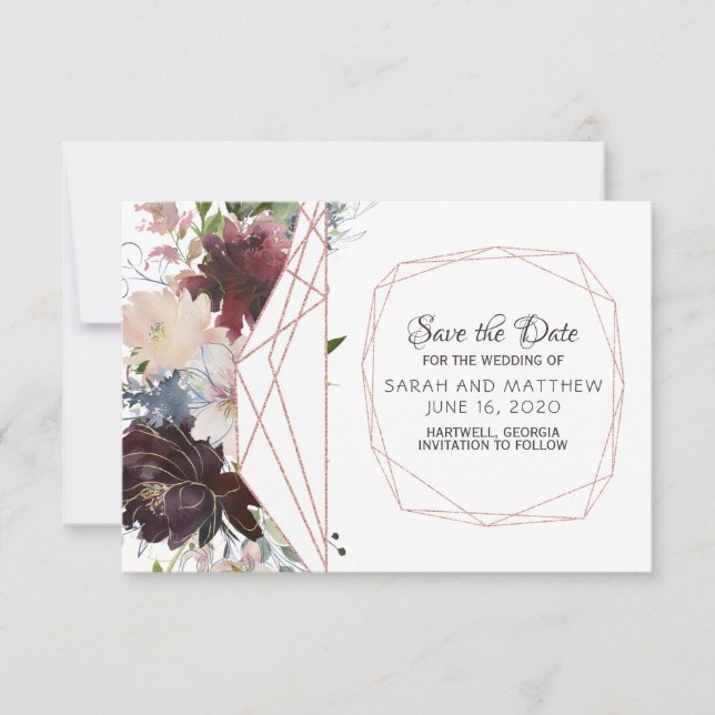 Geometrisches Hochzeitsdatum für den Glasgarten Save The Date (Vorderseite)