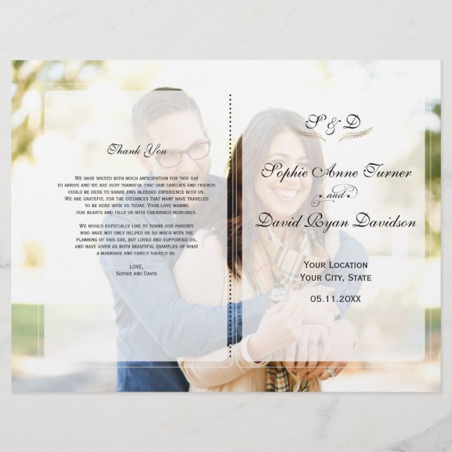 Geometrisches Hochzeitsprogramm für das verblichen (Vorderseite)