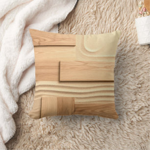 Geometrisches Holz auf Sanddesign Kissen