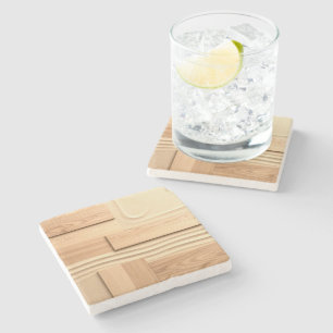 Geometrisches Holz auf Sanddesign Steinuntersetzer