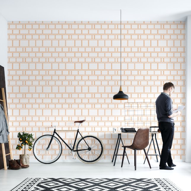 Geometrisches horizontales Muster für Orangefarben Tapete (Wohnbereich)