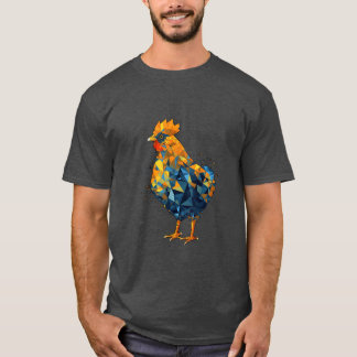 Geometrisches Huhn Tier Kunst Polygonal Bunt f T-Shirt