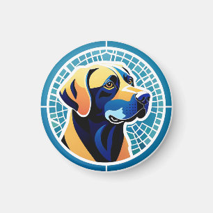 Geometrisches Hundskopf-Logo-Emblem Magnet