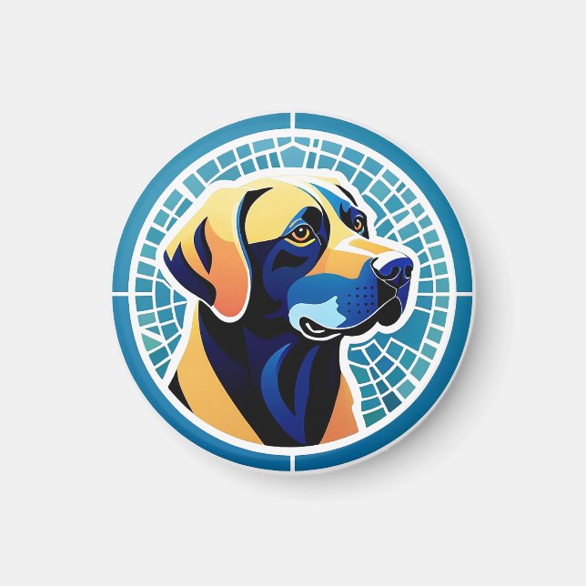 Geometrisches Hundskopf-Logo-Emblem Magnet (Vorne)